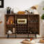 Armoire à vin en chêne avec grand espace intérieur et porte-verre réglable