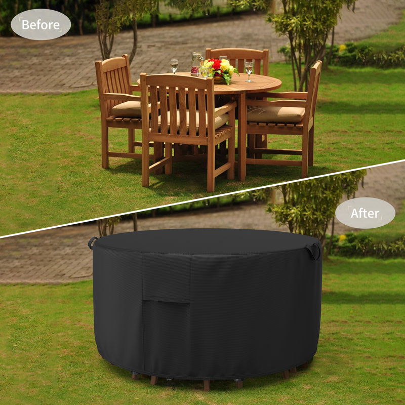 Ensemble de housse de table de patio imperméable pour mobilier rond, H 27,5 po x l 84 po x P 84 po