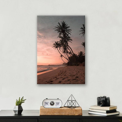 Impression sur toile «Paysage insulaire tropical», affiche de toile de plage côtière et de jungle, art de voyage dans la nature exotique - décor de paysage océanique et palmier