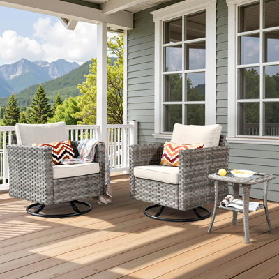 Ensemble de chaise berçante d'extérieur avec coussins 3 pièces Baili