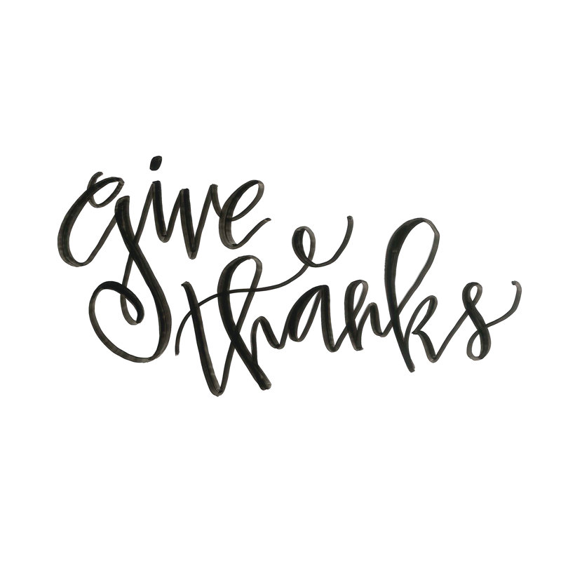 Give Thanks Script - Wrapped Canvas Print, 30cm H x 46cm W x 3.8cm D