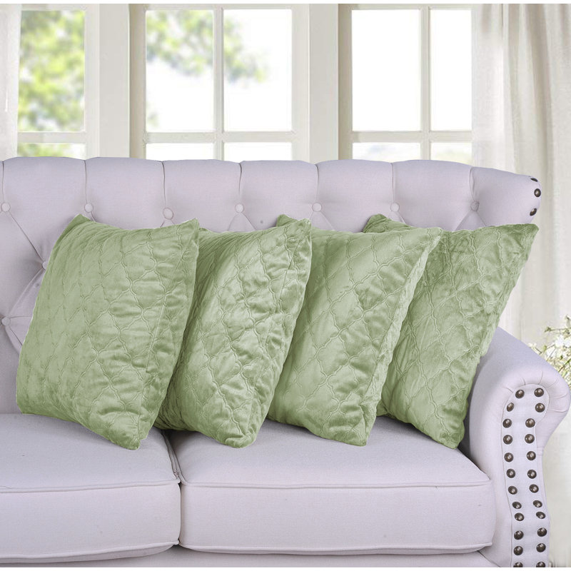 Micro Mink Throw Pillow Covers, Green Lily