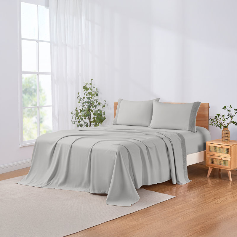 Ensemble de draps en microfibre 4 pièces Modern, Ensemble de draps pour lit simple + 1 drap-housse , Gris colombe