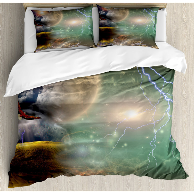 Fantasy Celestial Events Queen Duvet Cover Set with Pillow Shams
