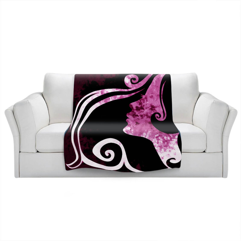 Hand Woven Throw Blanket, 51" x 60", Pink