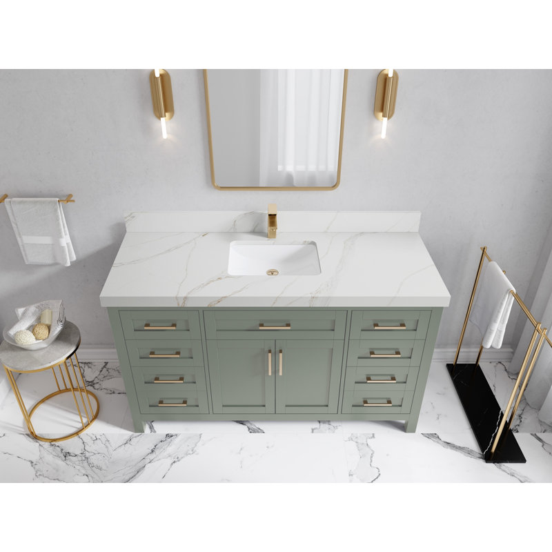 Cambridge 60 " W Freestanding Standard 1 Single Vanity Bathroom Vanity With Quartz Top, Calacatta Sienna