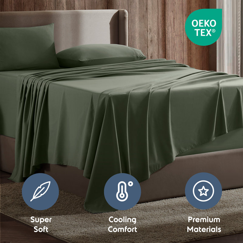 Luxury Collection Classic Smooth Thread Sheet Set, Basil, Split King