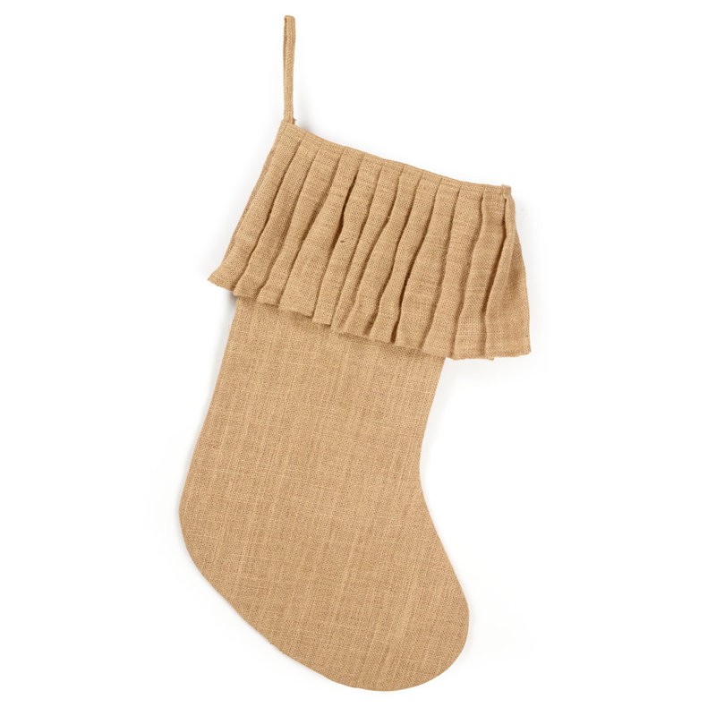 Chaussette de Noël en jute faite à la main - Manchette à volants
