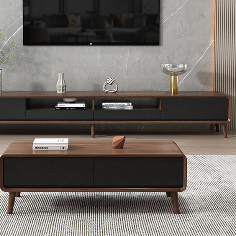 Nordic Simple Style Wood Coffee Table, 16.93" H x 55.12" L x 31.49" W, Black