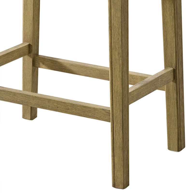 Parker Backless Saddle Kitchen Counter Stool, Oak, Grey Upholstery, Cream/Natural