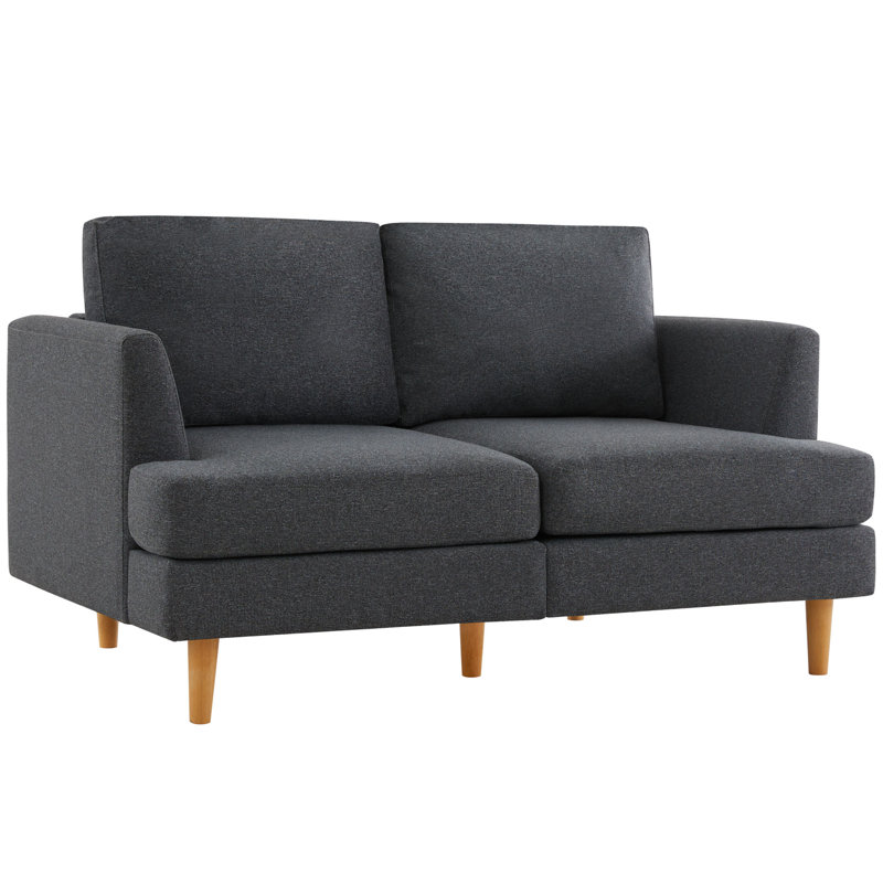 Yannel 57'' Linen Square Arm Loveseat, Dark Gray