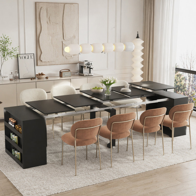 Table de salle à manger extensible pliable, Black
