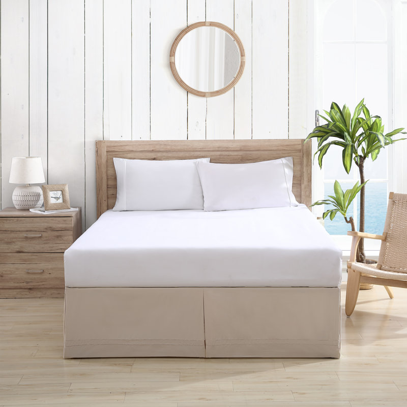 Beige Cotton King Split Corner Bed Skirt
