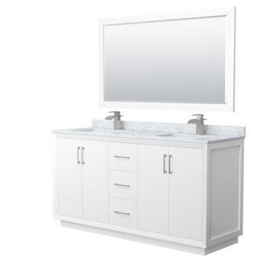 Strada 66'' Double Bathroom Vanity with Genuine Marble Top