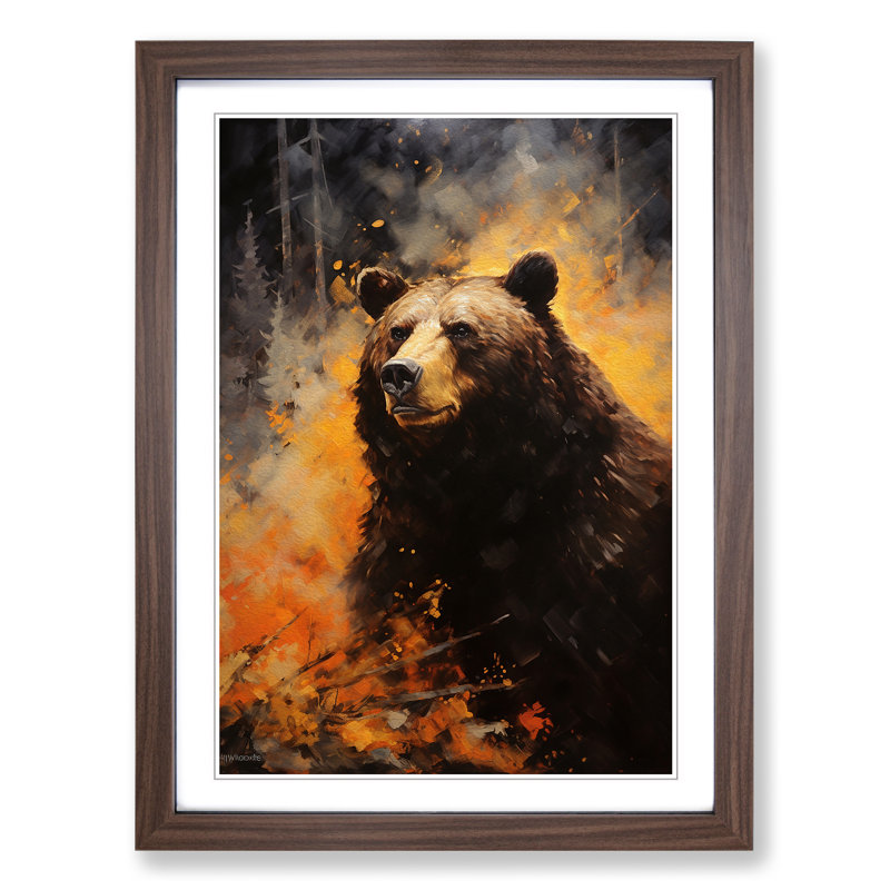 Single Picture Frame Print on Wood, Walnut Framed, 46cm H x 34cm W