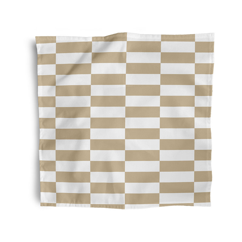 Lizete Polyester Chequered Square Napkin, Taupe