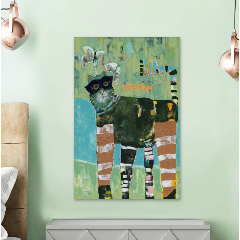 Meow Cat Burglar by Tara Daavettila - Wrapped Canvas Print, 152cm H x 101cm W x 3.81cm D