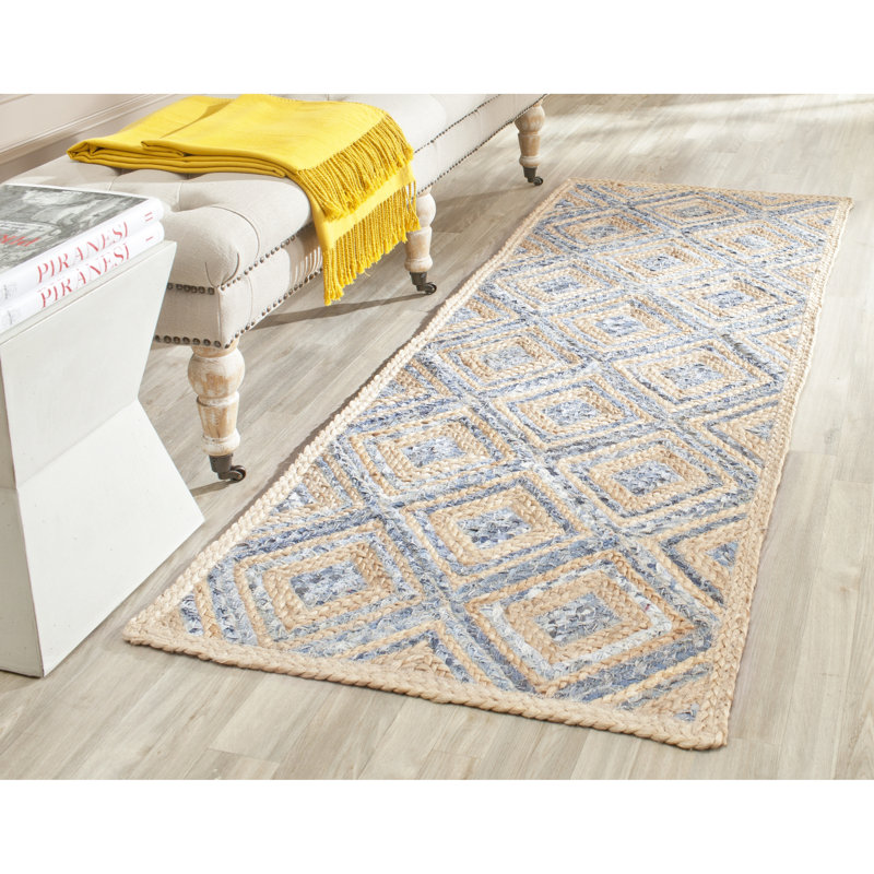 Tapis en jute / denim tissé à la main Arria, Tapis de couloir 2 pi 3 po x 16 pi