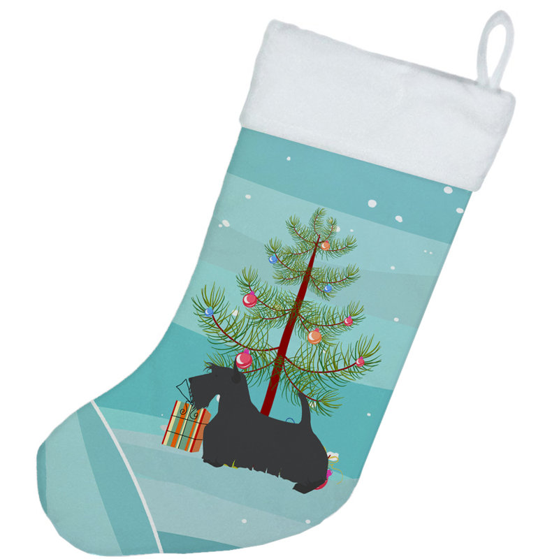 Chaussette de noël joyeux de noël, Terrier écossais noir