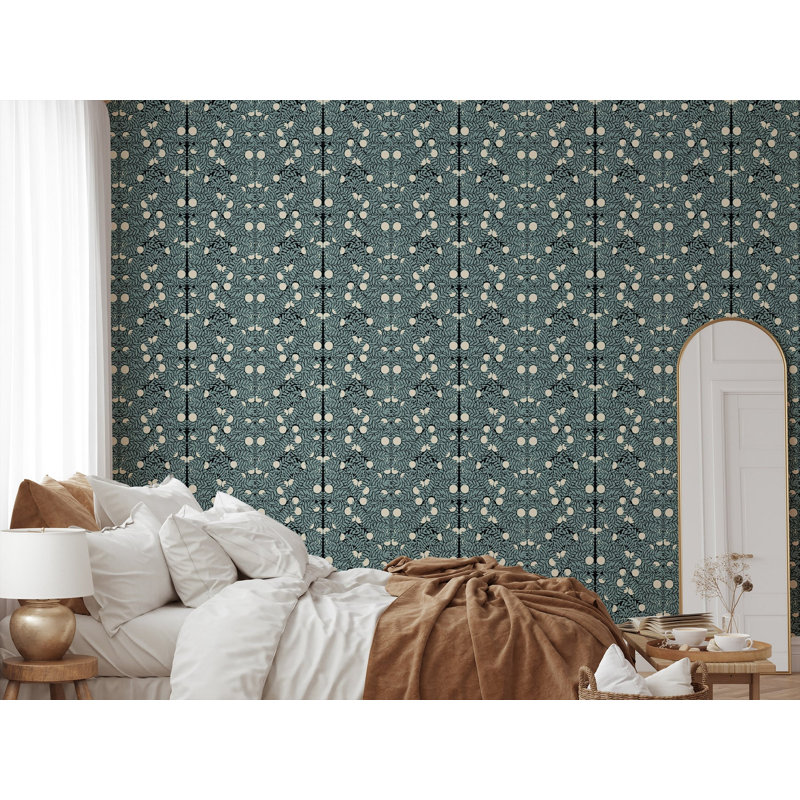 Orange Bush 10' L x 24" W Peel and Stick Wallpaper Roll, Blue, Faux Grasscloth