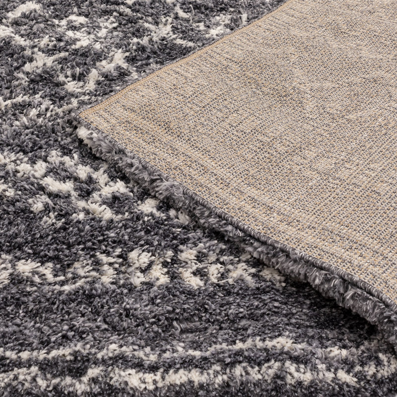 Manilow Shaggy Berber Grey Rug, Rectangle 80 x 150cm
