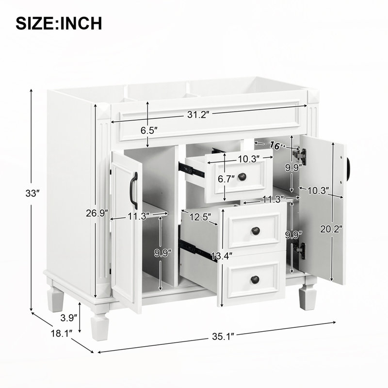 Bases de meuble-lavabo 36 po seulement, Blanc