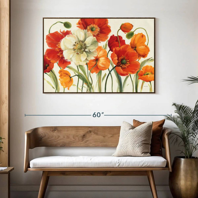 Mélodie des coquelicots, 46 po x 31 po, Floating Frame Walnut