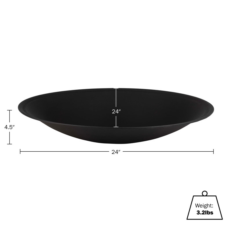 Black Round Metal Fire Pit Bowl for Wood Burning, 24 Inches