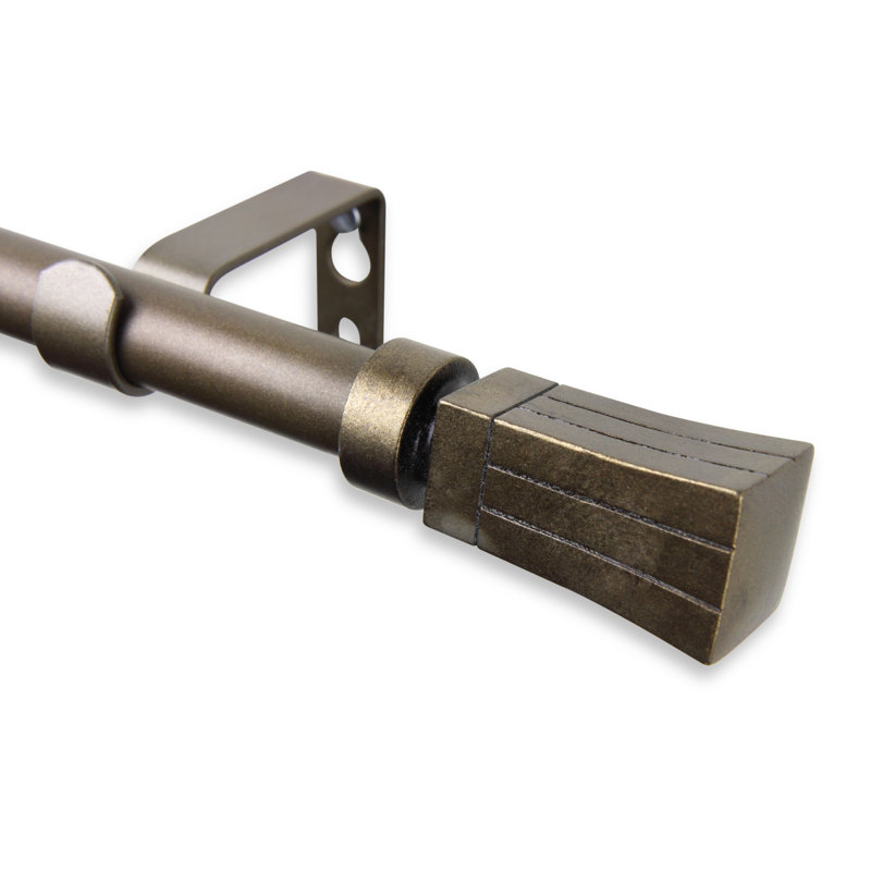 Tringle à rideaux simple réglable Shamar, 28 po - L 48 po, Or antique