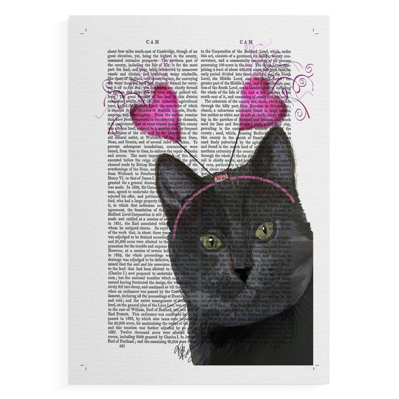 Chat noir, Saint-Valentin - reproduction de toile seulement - non encadrée, H 27 po x l 18 po