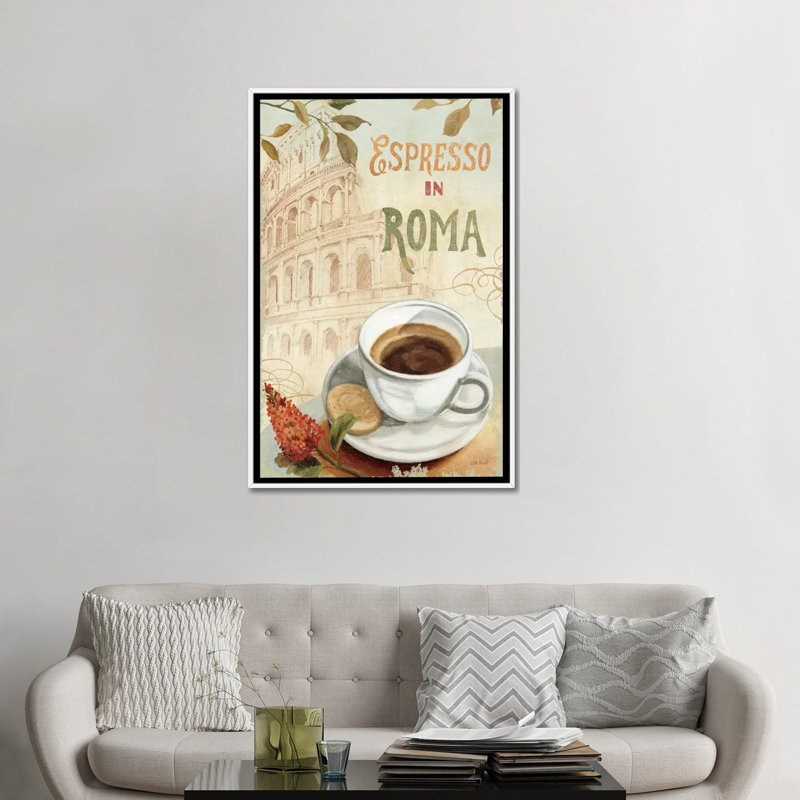 «Cafe in Europe III» par Lisa Audit - impression d'art graphique, Aucun mat, Toile blanche encadrée