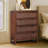 Ameer Modern Boho 4-Drawer Dresser with Rattan Inlay Fronts, Faux Leather Pulls & Solid Wood For Bedroom Storage Organization-118226002