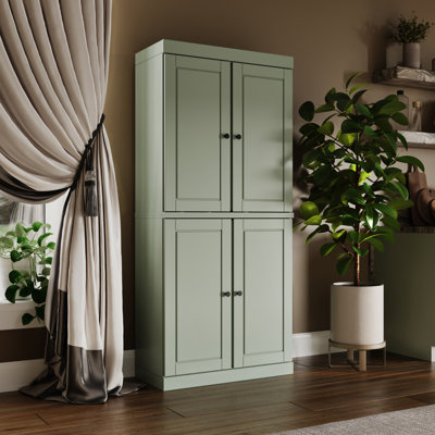 Bryani 100% Solid Wood Tall Kitchen Pantry Cabinet with Doors, Adjustable Shelves, Modular Kitchen Storage Cabinet, 32" W x 71.5" H