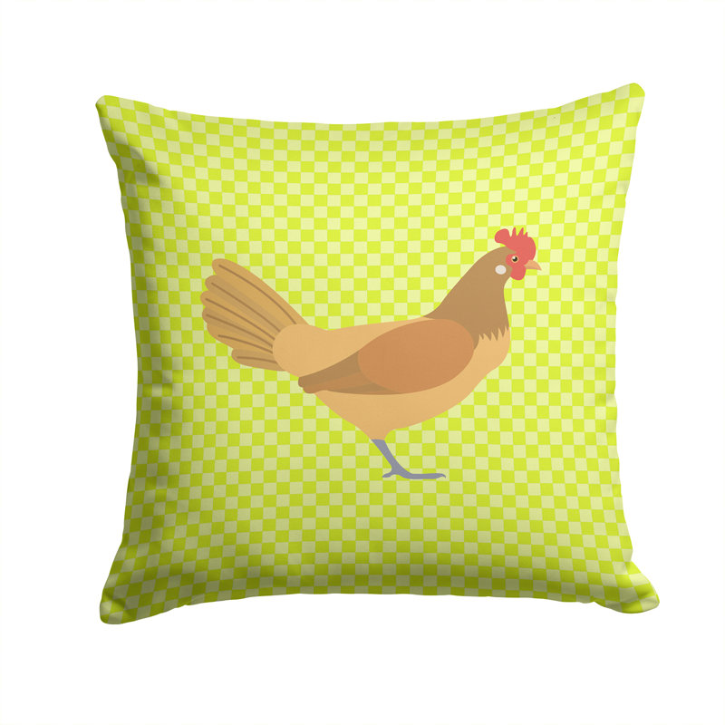 Coussin décoratif d’extérieur à damier de poulet, 14 po x 14 po, Vert