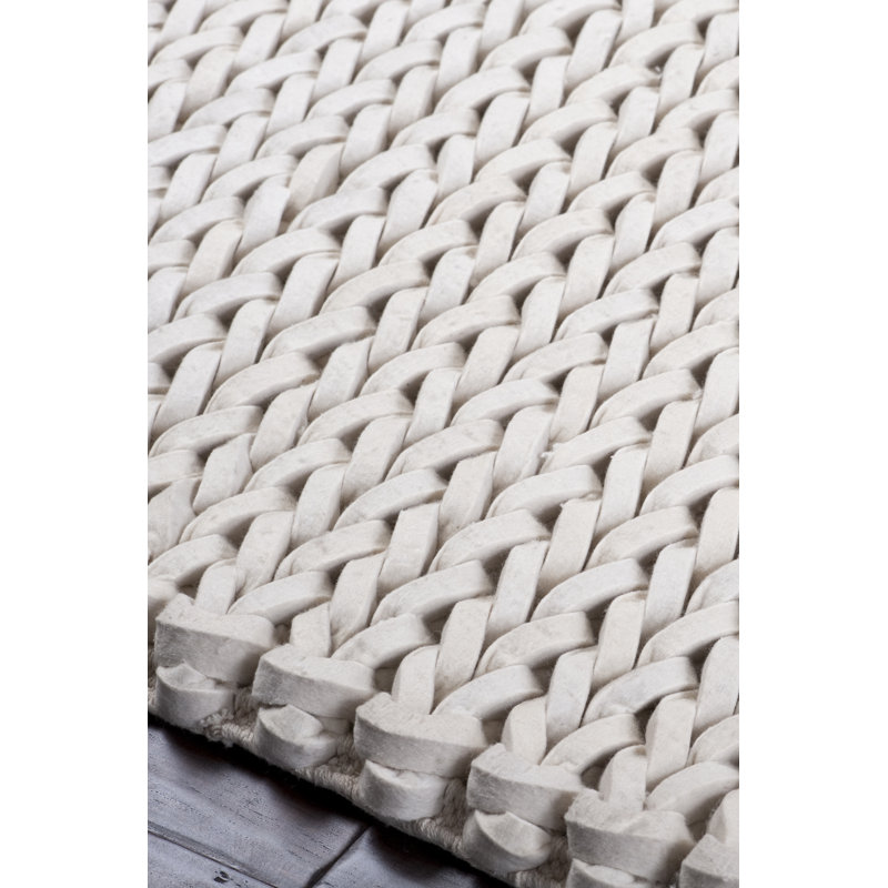 Tapis crème en laine tissé à la main Mathews, Rectangle de 2 pi x 3 pi