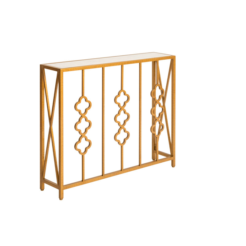 Console Petite Quatrefoil, Or royal, Carrera Marble
