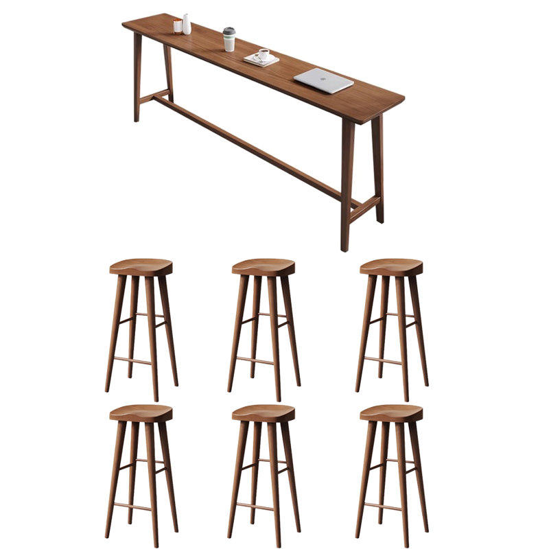 Tables et chaises de comptoir en bois massif, H 41,30 po x l 15,70 po x P 70,80 po, 7