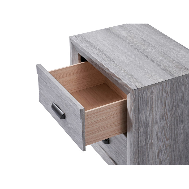 Gray Rustic Bedroom Nightstand With 2 Space, Wooden Construction Contemporary Nightstand, Rustic, Essential