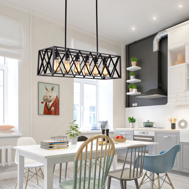 Luminaire suspendu linéaire à 6 lumières pour îlot de cuisine Université