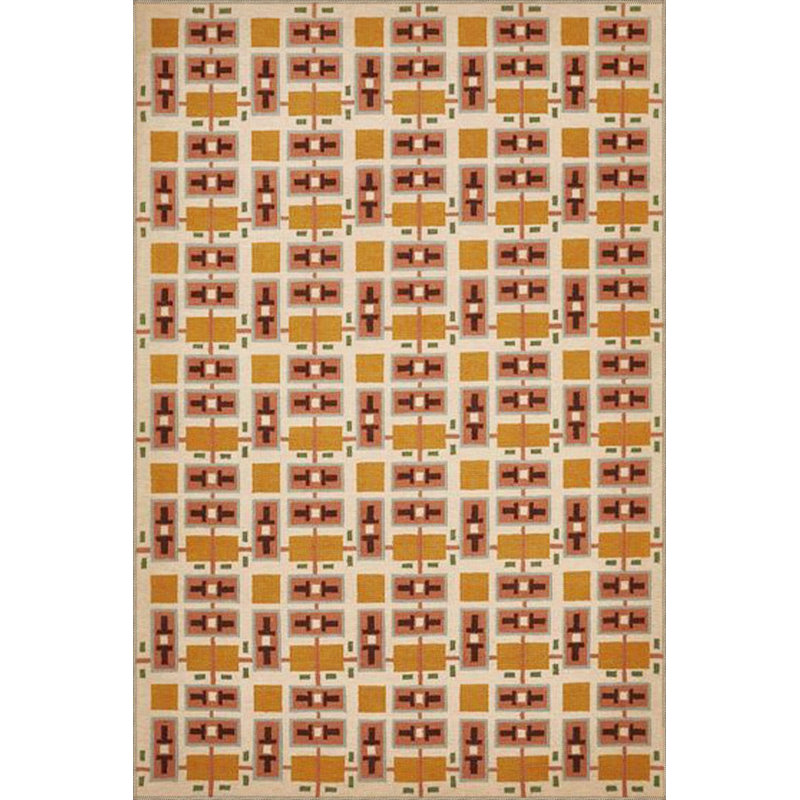 Tapis jaune tissé à motif géométrique rectangulaire, Sous-tapis carré 3 pi 3 po inclus
