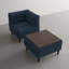 Chaise longue rembourrée en velours côtelé capitonné bleu marine avec dossier rembourré et plateau de rangement amovible-470715051
