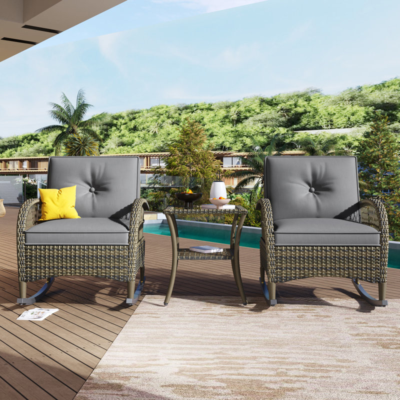 2 - Person Patio Dining Set Square Table, Grey, Grey