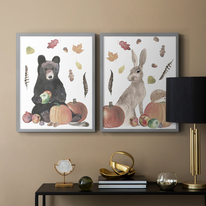 «CuteAutumnForestI», reproduction encadrée de qualité supérieure - prête à être accrochée - aucun clou requis - aucun clou requis