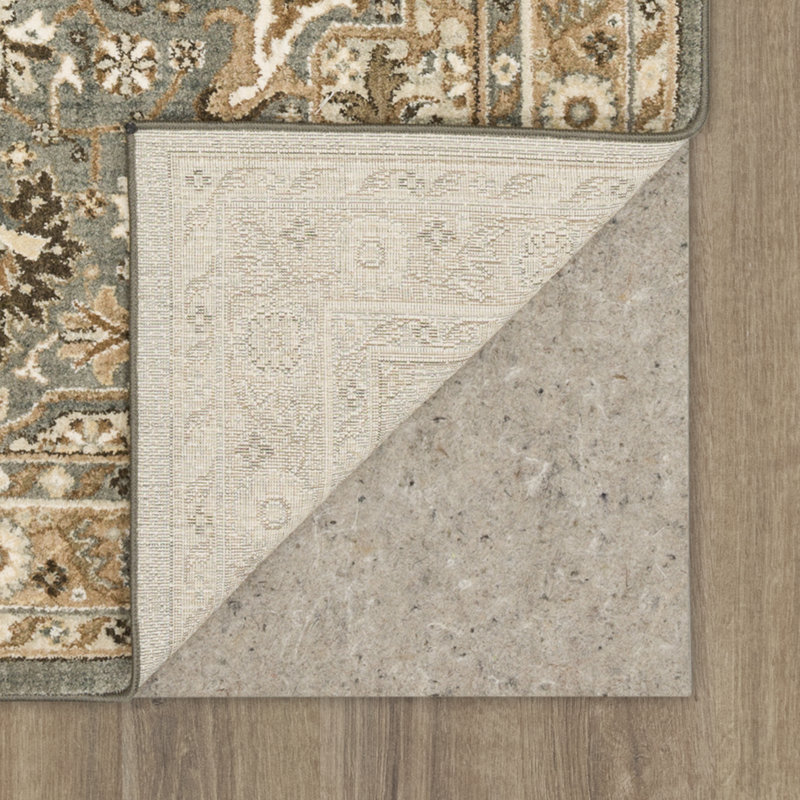 Gray and Beige Wool Synthetic Medallion Runner Rug