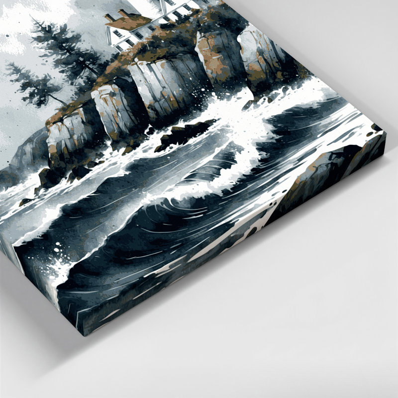 Art mural sur toile gris nautique Maine, H 16 po x l 16 po