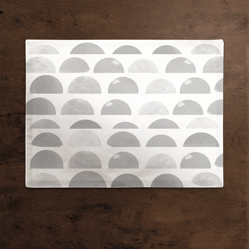 Poly Twill Abstract Rectangle Placemat, Gray