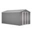 Remise de rangement extérieure 8 x 12 pi, grand rangement pour outils en métal avec cadre en aluminium et portes verrouillables, rangement pour pelouse de jardin, gris-123375756-123375754
