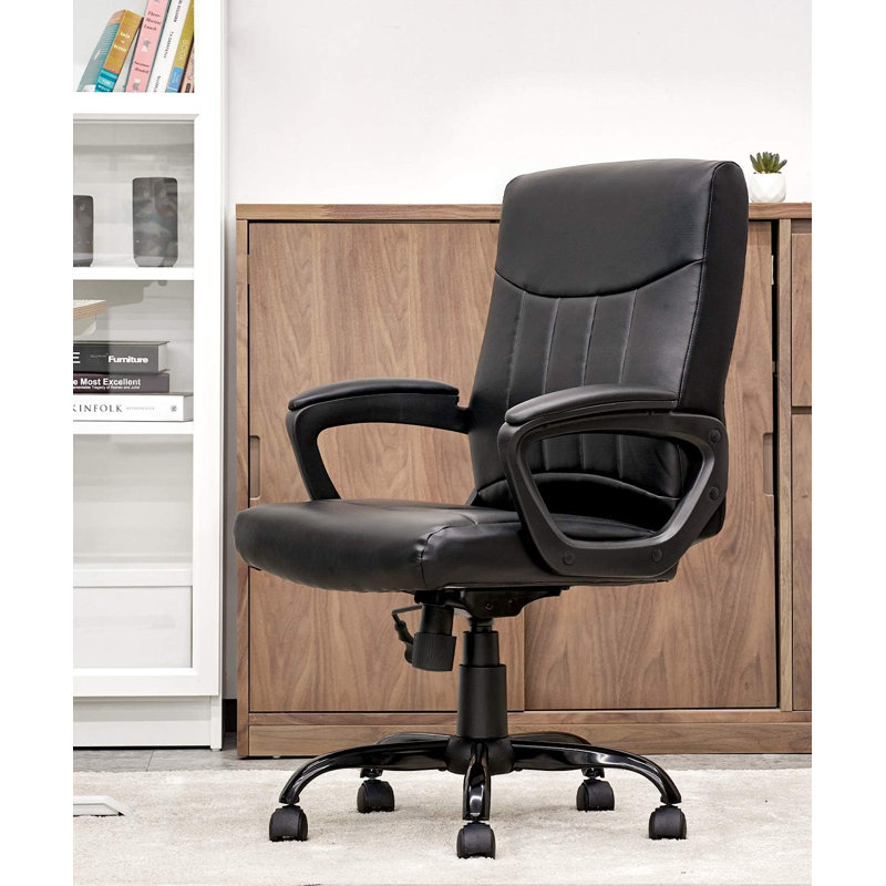 Daizja Faux Leather Executive Chair 2 Pack, Black, Black