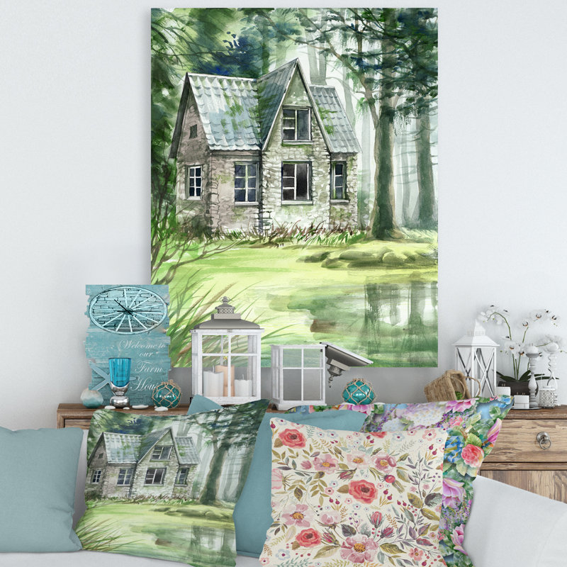 «Haunted House In The Pine Forest», reproduction sur toile, H 32 po x l 16 po x P 1 po, Toile tendue