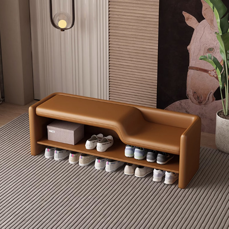 Entryway Shoe Stool, Orange